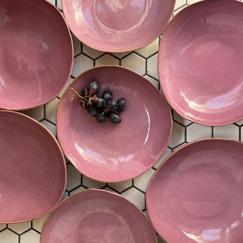 Pink Irregular Pasta Bowl Asymmetrical Plate Etsy