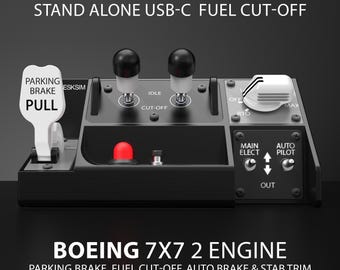 Boeing 7X7 2 Engine Flight Simulator Panel: Fuel Cutoff, Parking Brake, Auto Brake