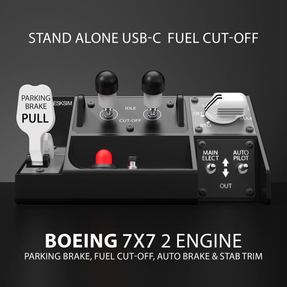 Boeing 7X7 2 Engine Flight Simulator Panel: Fuel Cutoff, Parking Brake, Auto Brake
