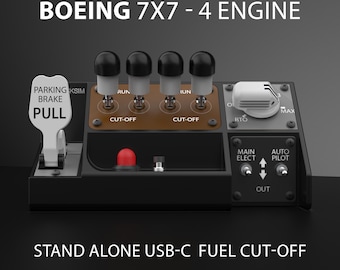 Boeing 7X7 4 Engine Flight Simulator Panel: USB-C Fuel Cut-off, Auto Brake
