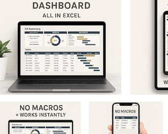 Project Management Dashboard Excel Template | Gantt Chart, Task Tracker & KPI Dashboard | Instant Download