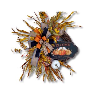 Fall Pumpkin Wreath: Grapevine Autumn Door Decor