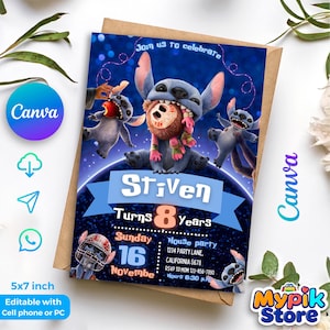 Convite de Aniversário Editável com Ponto Cruz – Modelo Canva | Download Digital | Acesso Instantâneo