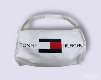 Vintage Large Flag Tommy Hilfiger Cotton Duffle Bag Y2K