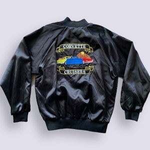 Vintage 80s Corvette Cruisers Nylon Bomber Jacket Auburn Sportswear