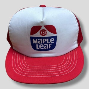 Vintage 80s 90s Maple Leaf Foods Snaoback Trucker Hat