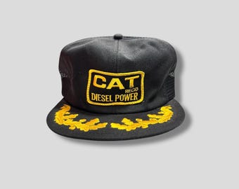 Vintage 80s Cat Diesel Power Trucker Hat Rare Movie