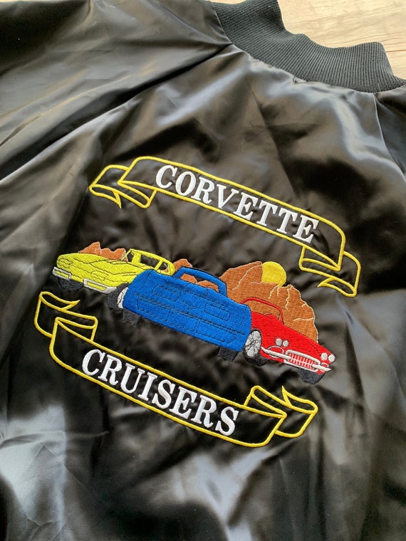 Vintage 80s Corvette Cruisers Nylon Bomber Jacket… - image 3