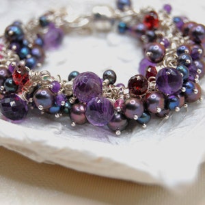 Sterling Silver & Freshwater Pearl  Gemstone Beaded Bracelet