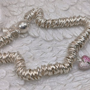 Sterling Silver Pink Heart Sweetie Bracelet