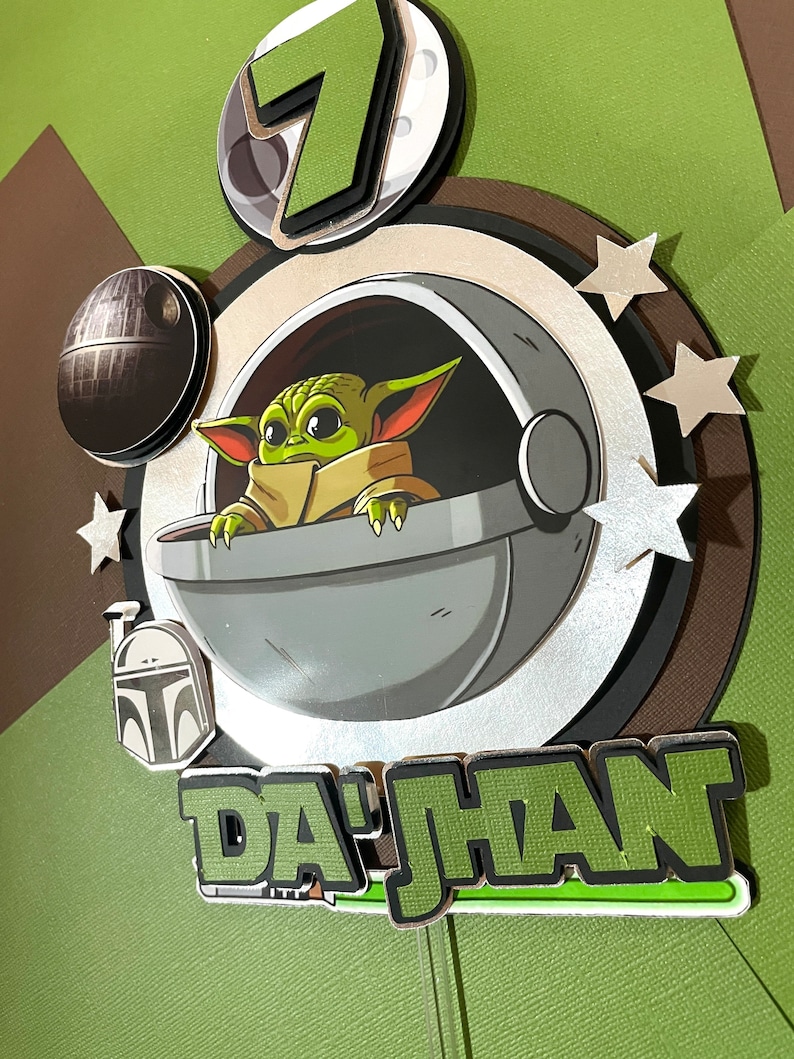 Baby Yoda Cake Topper Yoda Cake Topper Star Wars Cake Etsy