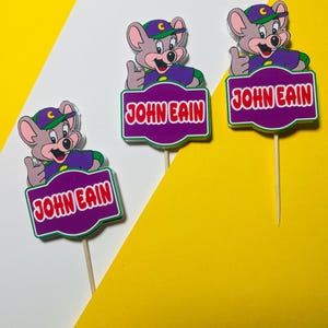 Chuck E Cheese Cake topper | Pizza Party | Pizza Birthday Cake Topper afbeelding 10