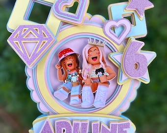 Girls Gamer Cake Topper | Video Game Cake Topper | Block Party | Pink Game Cake Topper