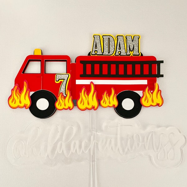 Fire Truck Cake Topper | Fireman Cake Topper | Fire Truck Birthday | Fire Truck Party | Fireman Birthday Decorations | Firefighter Party