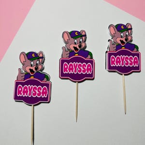 Chuck E Cheese Cake topper | Pizza Party | Pizza Birthday Cake Topper afbeelding 11