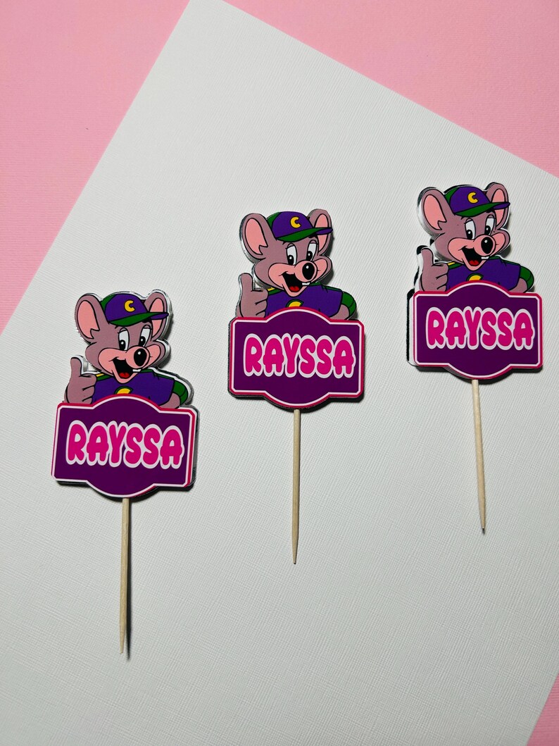 Chuck E Cheese Cake topper | Pizza Party | Pizza Birthday Cake Topper afbeelding 11