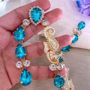 rhinestone shoes, clip for sandals, Luxury Rhinestones for Decorating Sandals, Bags, Hats & Shoe Pins, Seahorse Design, Handcrafted by Hand