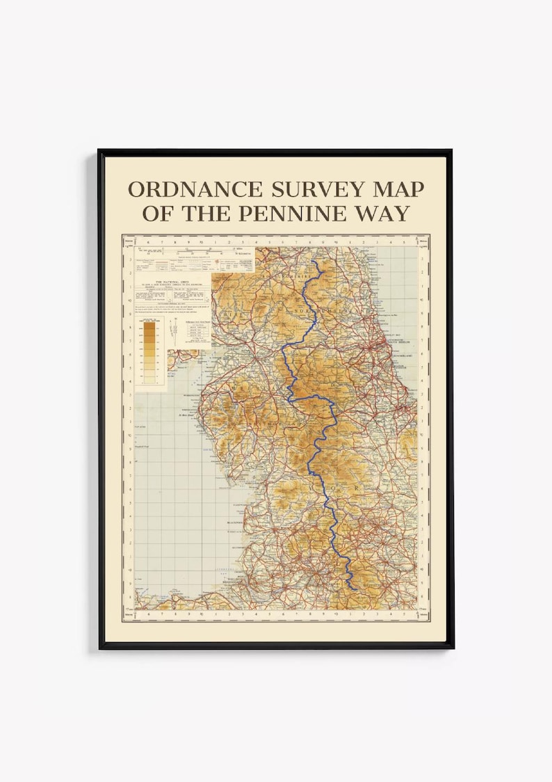 Pennine Way Walking Route Map - Etsy UK