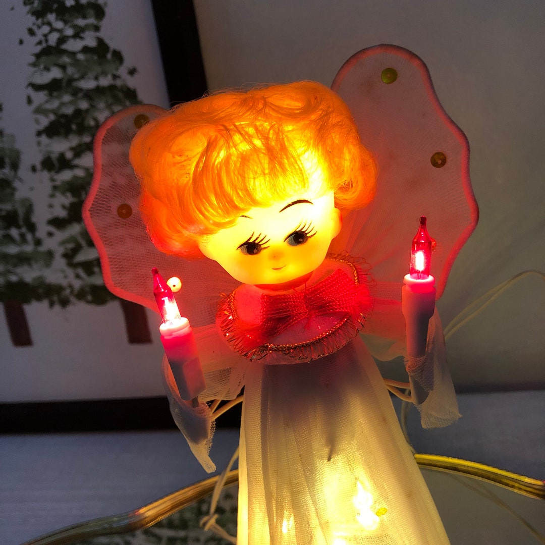 Vintage Lighted Angel Tree Topper Etsy