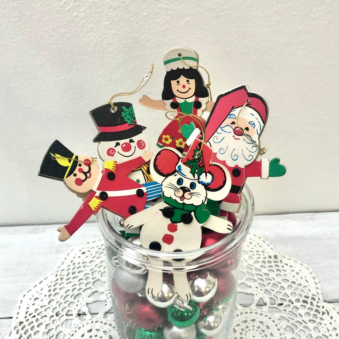 Vintage Cardboard Christmas Ornaments With Posable Arms and Legs Etsy