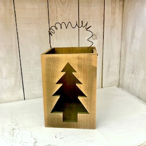 Vintage Wooden Christmas Tree Lantern