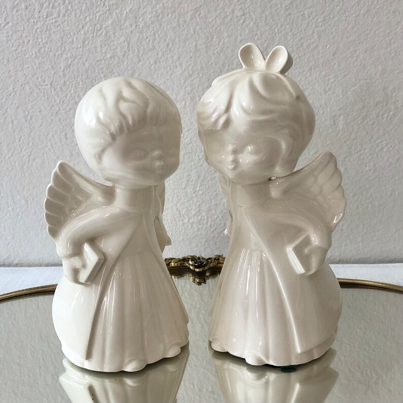 Vintage Ceramic Kissing Angels Etsy