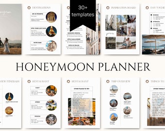 Honeymoon Trip Planner Template, Travel Itinerary for Honeymoon, rip Guide Mobile Itinerary Canva Template, Printable Itinerary