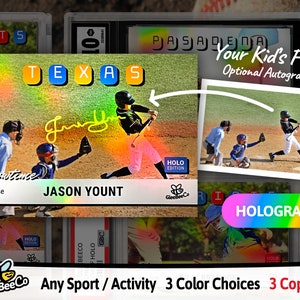 Showtime Custom Card for Kids & Teens - Personalize Your Holographic Baseball Card, Football Card, Basketball Card - Any Sport (3 Copies)