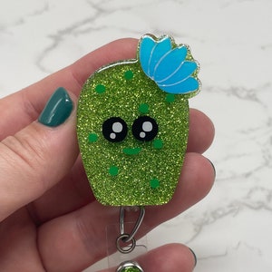 Bobine de badge rétractable Happy Cactus, support d’identification d’infirmière, carte clé d’infirmière autorisée, quart de nuit, cadeau d’infirmière de printemps, personnel de bureau, dame de l’usine