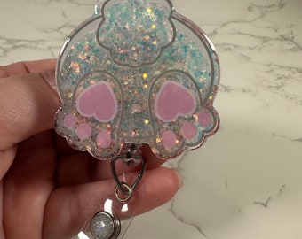 Bunny Butt Glitter Badge Reel – Easter Spring Badge Holder