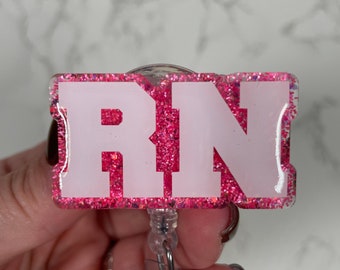 Glitter RN Badge Reel, Handmade Nurse Gift