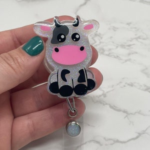 Cow Badge Reel | ID holder | Nurse ID Tag | Sitting Cow| Medical ID Reel | Medical Badge Holder | Cute Sitting Cow