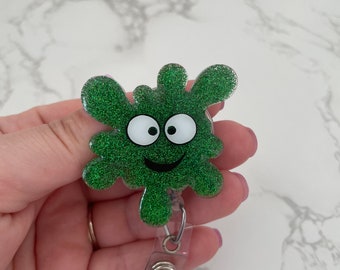 Germ Badge Reel, Glitter Acrylic Nurse ID Holder, School Nurse Gift