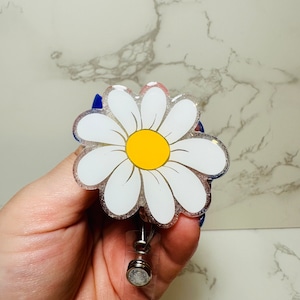 Daisy badge reel, Flower ID Holder, Spring badge reel, summer badge reel, badge reel cute, nurse badge reel