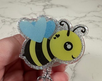 Baby Busy Bee Badge Reel, Glitter Nurse ID Holder