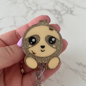 Lindo carrete de insignia retráctil de perezoso, titular de identificación de animales de enfermería, tarjeta clave de RN, regalo de maestro de escuela, personal de oficina de pediatría, selva tropical, tecnología veterinaria