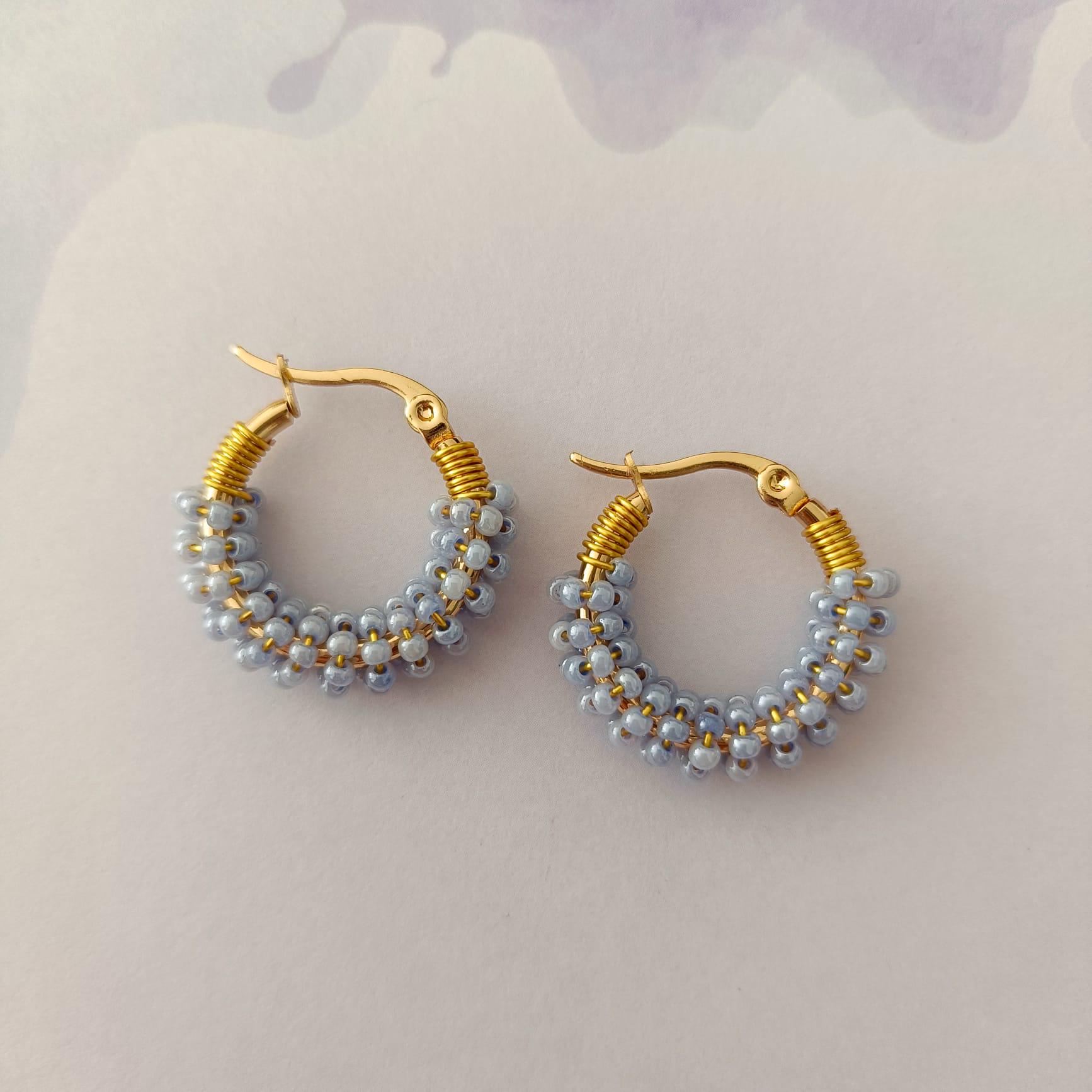 Mini Colorful Beaded Hoop Earrings | Handmade Glass Bead Hoops | Fun ...