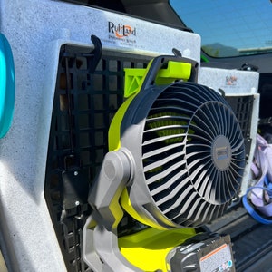 Ryobi Whisper Fan Holder for Ruffland Kennels | An easy way to attach the Ryobi whisper fan to your crate door for instant cooling.