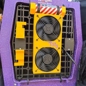 Custom Dog Crate Fan – USB or 12V, Single/Dual, Adjustable Speed, Custom Name and Color, Quiet Cooling for Travel, Car or Home Crates