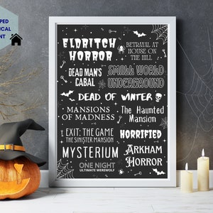 Halloween Scary Board Game Poster | Board Game Room Wall Decor | Board Game Lover Wall Art Halloween Decoration