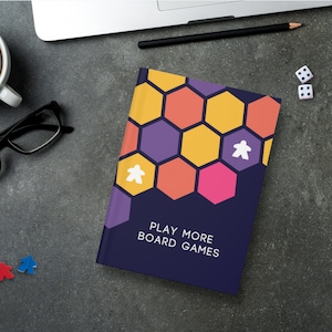 Board Game Score Book | Matte Hardcover Notebook | Board Game Journal | Board Game Gift | Parky JT Hexagon Meeple