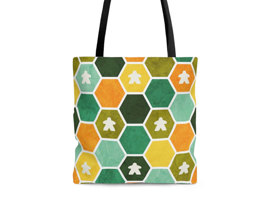 Board Game Tote Bag Board Game Bag Watercolor Hexagon Meeple Pattern