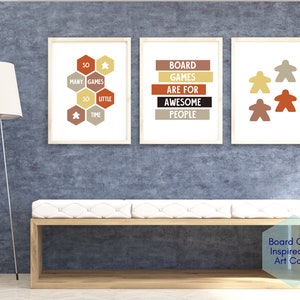 Set of 3 Awesome Board Game Printable Wall Art | Minimalist Digital Download Game Room Prints | Game Room Poster Bundle - Option 3