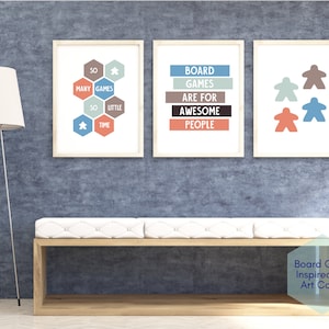 Set of 3 Awesome Board Game Printable Wall Art | Minimalist Digital Download Game Room Prints | Game Room Poster Bundle - Option 5