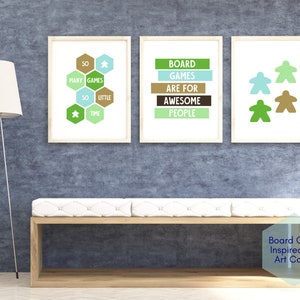 Set of 3 Awesome Board Game Printable Wall Art | Minimalist Digital Download Game Room Prints | Game Room Poster Bundle - Option 4