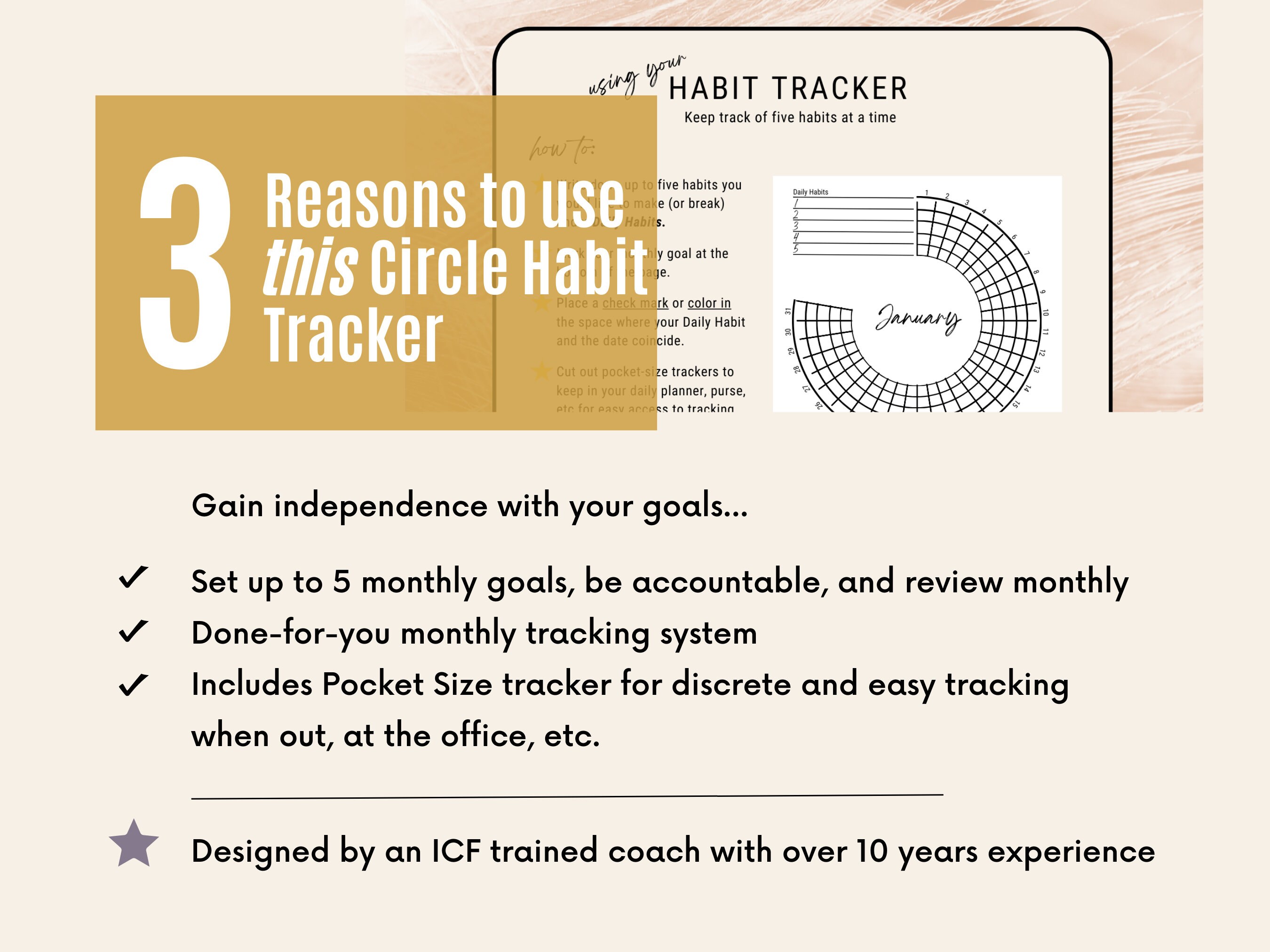 Boho theme habit tracker wheel tracker accountability monthly review