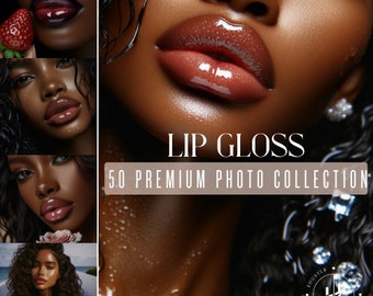 Lip Gloss Stock Images | AI Generated |INSTANT DOWNLOAD | African American Afro Latino | Melanin Models | Stock Photos | Seductive Theme