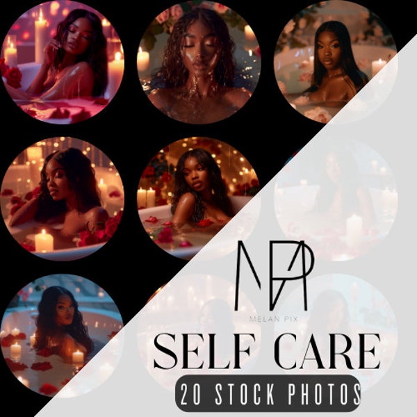 Black Woman Self Care | Self Love | Immediate Download | Self Love Romantic Themed Images | Lux Lifestyle