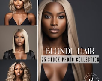 Dark Skin Blonde Hair Images | Beauty Stock AI Photos | Melanin Women | Hair Business | Blonde Hair Wigs Extensions