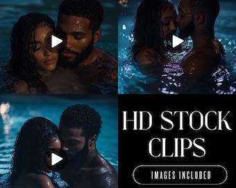 HD Stock Clips Images, Black Couples Love, AI-Generated Videos & Photos, Social Media, Ads, TikTok, Reels, Book Covers, African American